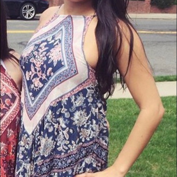 American Eagle Blue Boho Printed Dress - Picture 7 of 7